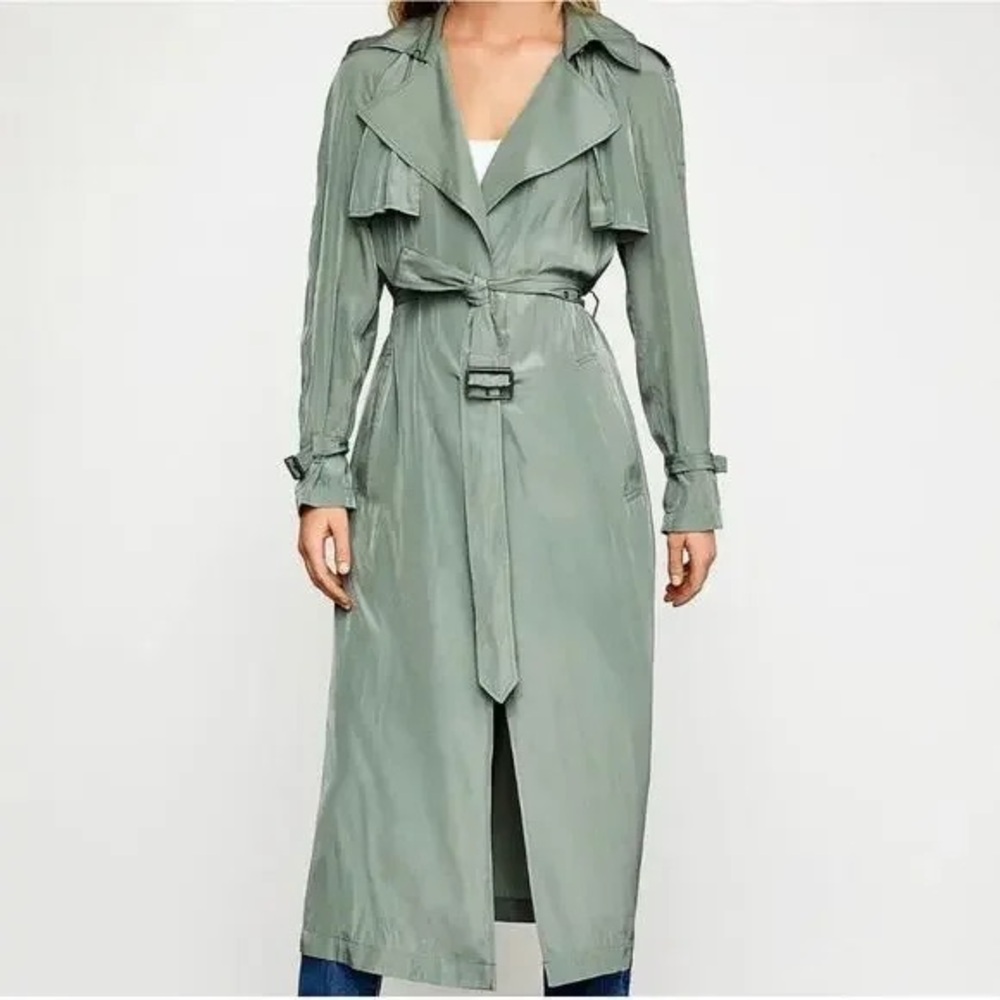 BCBGMAXAZRIA Sage Green Trench Coat